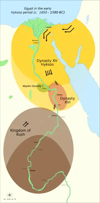 The political situation in Egypt during the existence of the 16th Dynasty from c. 1650 until c. 1590 BC.