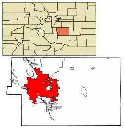 Location of the City of Colorado Springs in El Paso County, Colorado