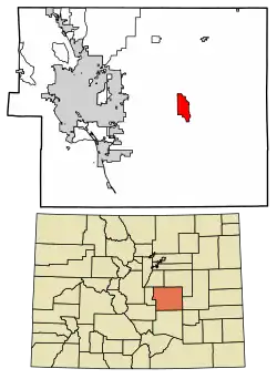 Location of the Ellicott CDP in El Paso County, Colorado