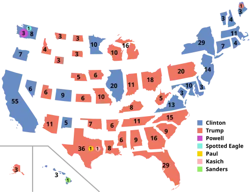 A discontinuous cartogram of the 2016 United States presidential election