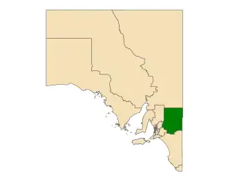 Map of South Australia with the electoral district of Chaffey highlighted