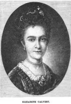 Miniature of Elizabeth Calvert (1760–1814), youngest daughter of Benedict Swingate Calvert, painted by Benjamin West.