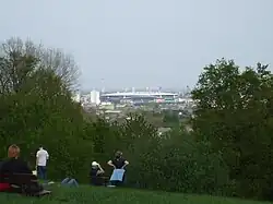 Arsenal F.C.'s Emirates Stadium viewed from Hampstead Heath