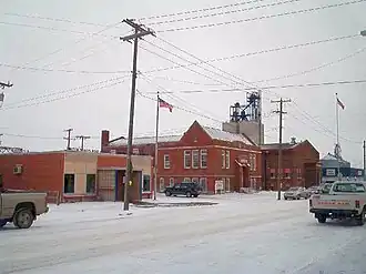 Downtown Enderlin: post office, history center, city hall (January 2004)
