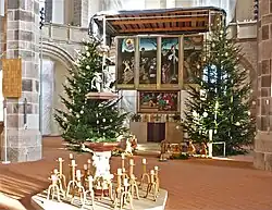 Baptismal font and altar
