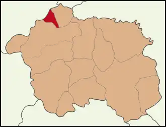 Map showing Mihalgazi District in Eskişehir Province