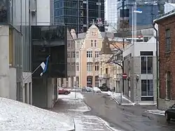 Estonian Flag on the Wall of Maakri 36 in Tallinn 24 February 2017