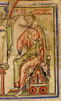 Æthelred the Unready seated on a throne