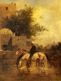 Horses Watering in a River, undated