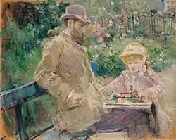 Berthe Morisot, Eugène Manet and His Daughter at Bougival, 1881