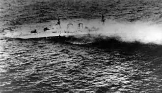 Exeter sinking, taken from Myōkō's floatplane
