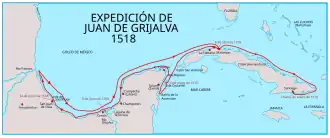 Juan de Grijalva, expedition in 1518. Discovery by the Europeans of the Grijalva River.