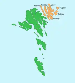 Norðoyar (orange) among the Faroe Islands