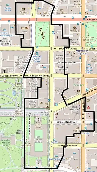 A map of the Financial Historic District boundaries