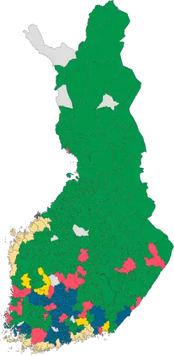 The biggest party in the municipalities after the 2021 Finnish municipal elections