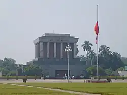 Flag flown half-staff at the Ho Chi Minh Mausoleum during the state funeral of Gen. Võ Nguyên Giáp