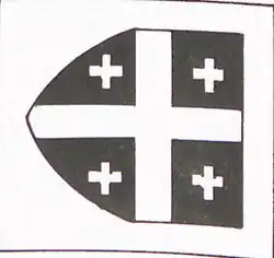 The flag of medieval Corycus, a port city of Armenian Kingdom of Cilicia, shown on the Villadestes atlas kept in the Topkapi Museum, as well as in the Book of Knowledge of All Kingdoms[10][8][9] (1428)
