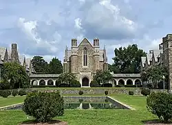The reflecting pools in front of the Ford Dining Hall