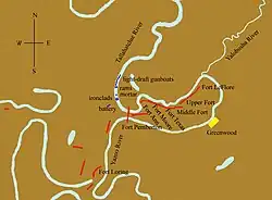 Map of the site of the encounter at Fort Pemberton