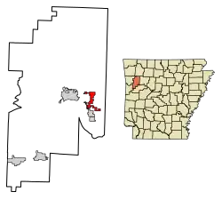Location of Wiederkehr Village in Franklin County, Arkansas.