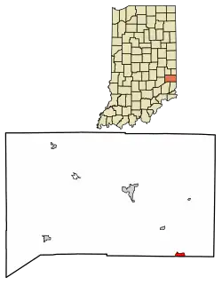 Location of New Trenton in Franklin County, Indiana.