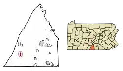 Location of Mercersburg in Franklin County, Pennsylvania.