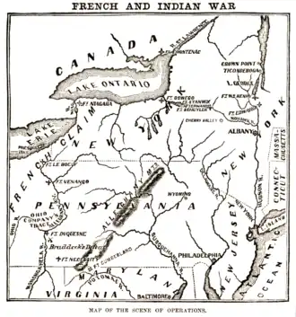 Map showing an area of the Northeastern United States from Virginia to Canada