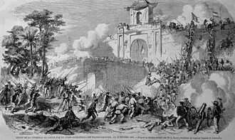 The Siege of Saigon fortress in 1859 by Franco-Spanish forces.