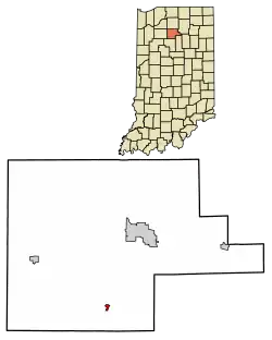 Location of Fulton in Fulton County, Indiana.