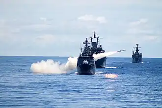 Corvette Barroso firing missile Exocet