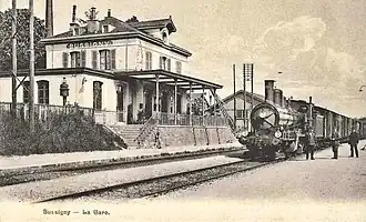Bussigny station around 1905, with B 3/4 of the former JS
