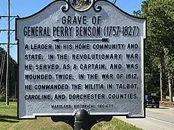 historic marker for Grave of General Perry Benson