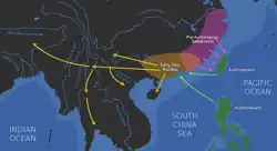Proposed genesis of Daic languages and their relation with Austronesian languages (Blench, 2018)[15]