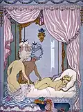 Les Liaisons dangereuses, Scène du lit par George Barbier, 1920.