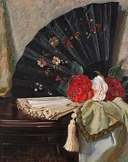 George Whinnen - The Black Fan oil on canvas