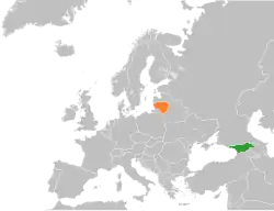 Map indicating locations of Georgia and Lithuania