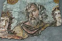 Achilles on a Roman mosaic with the Removal of Briseis, second century