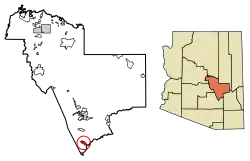 Location of Dripping Springs in Gila County, Arizona.