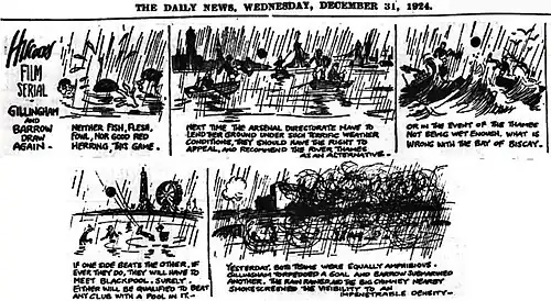 A cartoon depicting a football match between Gillingham and Barrow
