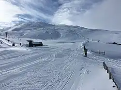The plateau area of the mountain, looking up towards the summit