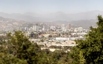 Glendale California. View from Griffith Park 'Old Zoo' Trail.
