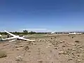 Grob G103 Twin Astir glider preparing to launch in tow by the Piper PA-25 Pawnee tow plane at El Tiro in 2020