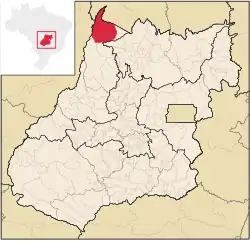 Location of São Miguel do Araguaia in Goiás