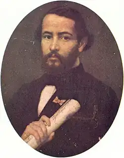 Old painting portrait of Antônio Gonçalves Dias