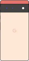 Diagram of a Pixel 6 smartphone in orange.