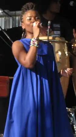 Goyo performing on a stage