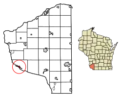 Location of Cassville in Grant County, Wisconsin.
