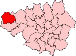 Boundary of Wigan in Greater Manchester