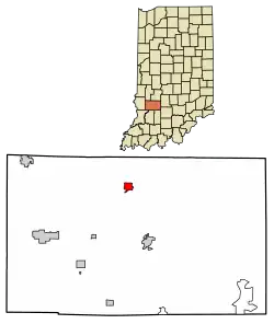 Location of Worthington in Greene County, Indiana.