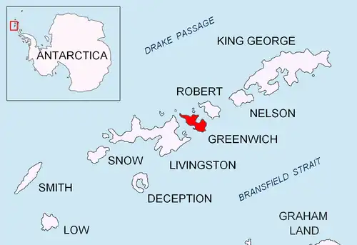 Location of Greenwich Island in the South Shetland Islands